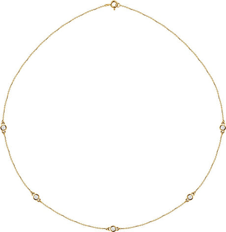 14K Yellow 1/2 CTW Lab-Grown Diamond 5-Station 18" Necklace