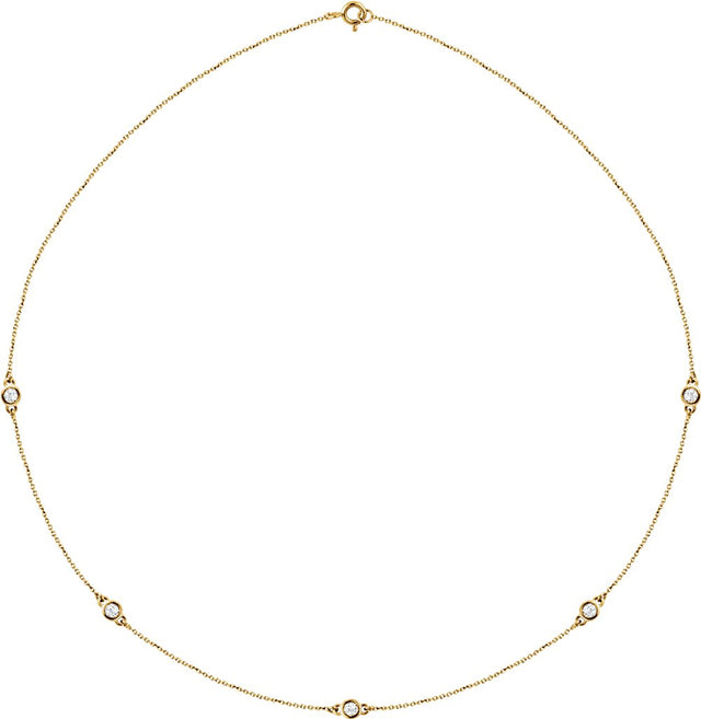 14K Yellow 1/2 CTW Lab-Grown Diamond 5-Station 18" Necklace