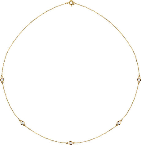 14K Yellow Gold 1/2 CTW Natural Diamond 5-Station 18" Necklace