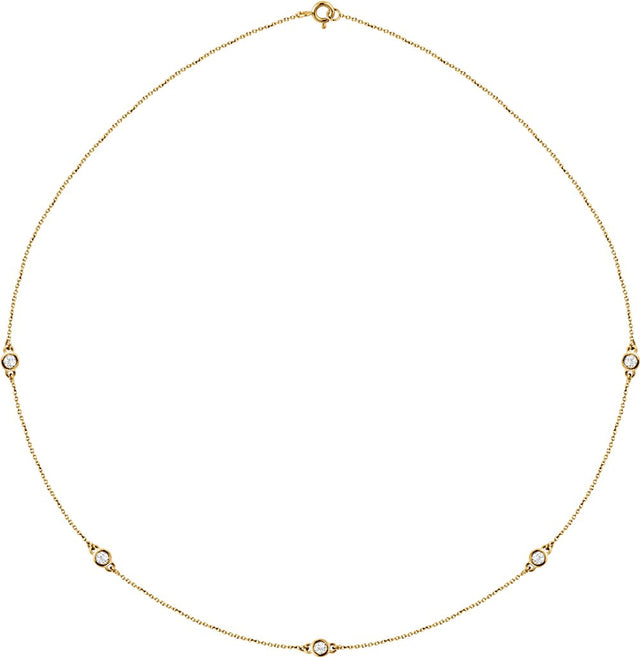 14K Yellow Gold 1/2 CTW Natural Diamond 5-Station 18" Necklace
