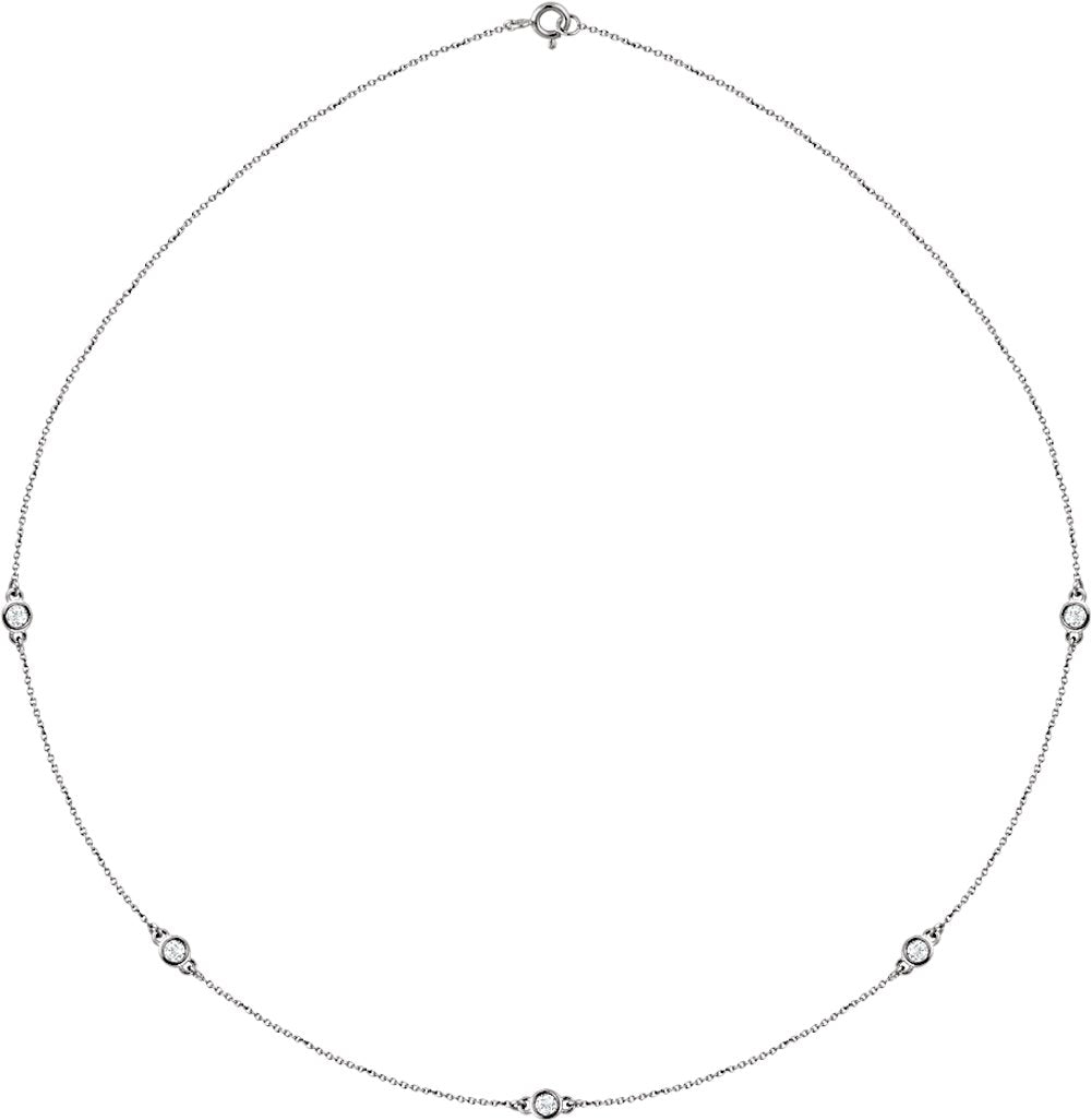 14K White Gold 1/2 CTW Lab-Grown Diamond 5-Station 18" Necklace
