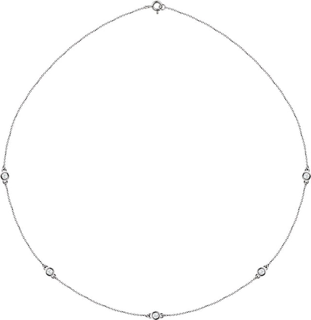 14K White Gold 1/2 CTW Lab-Grown Diamond 5-Station 18" Necklace