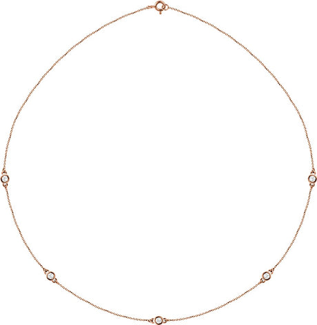 14K Rose 1/2 CTW Natural Diamond 5-Station 18" Necklace