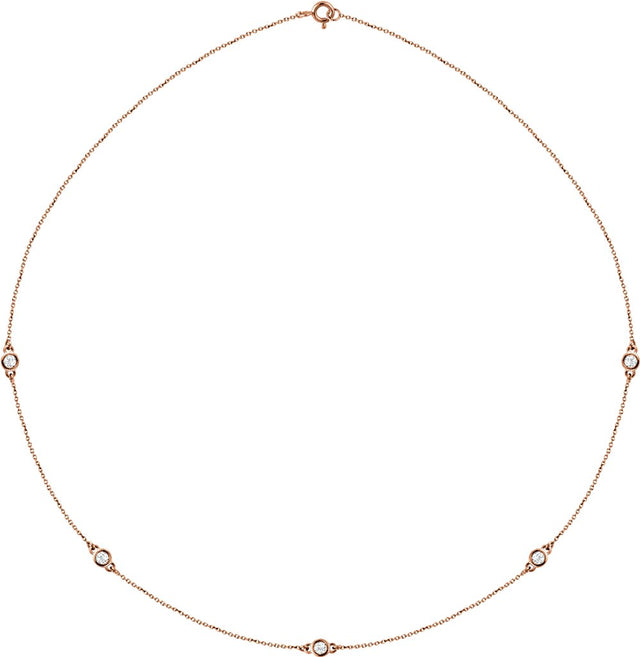 14K Rose Gold 1/2 CTW Natural Diamond 5-Station 18" Necklace
