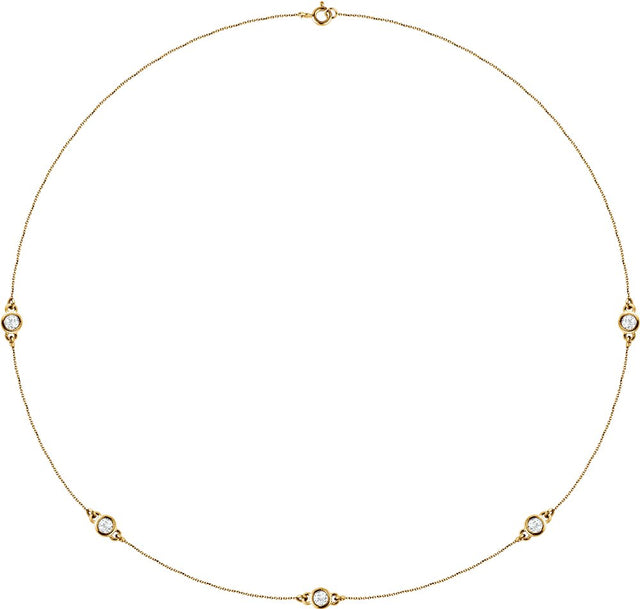 14K Yellow 3/4 CTW Lab-Grown Diamond 5-Station 18" Necklace