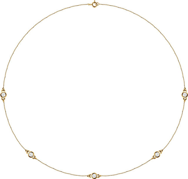 14K Yellow Gold 3/4 CTW Lab-Grown Diamond 5-Station 18" Necklace