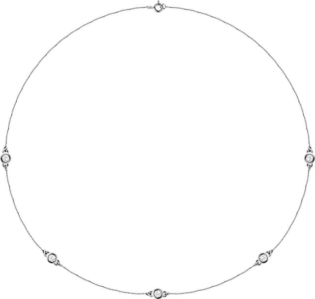 14K White Gold 3/4 CTW Lab-Grown Diamond 5-Station 18" Necklace