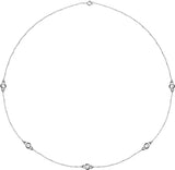 14K White 1 CTW Natural Diamond 5-Station 18" Necklace