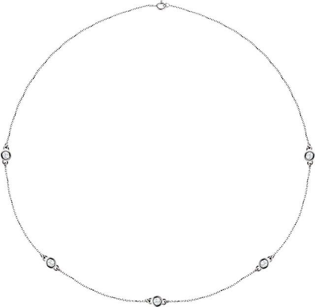 14K White Gold 1 CTW Lab-Grown Diamond 5-Station 18" Necklace