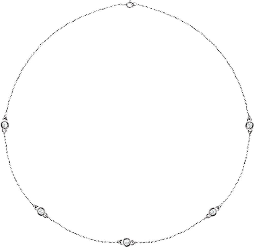 14K White Gold 1 CTW Lab-Grown Diamond 5-Station 18" Necklace