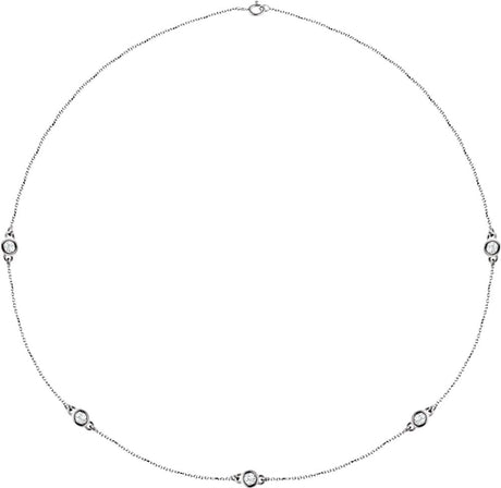 14K White Gold 1 CTW Lab-Grown Diamond 5-Station 18" Necklace