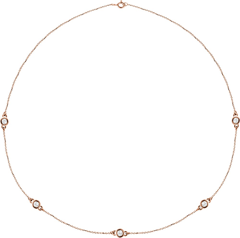 14K Rose 1 CTW Lab-Grown Diamond 5-Station 18" Necklace