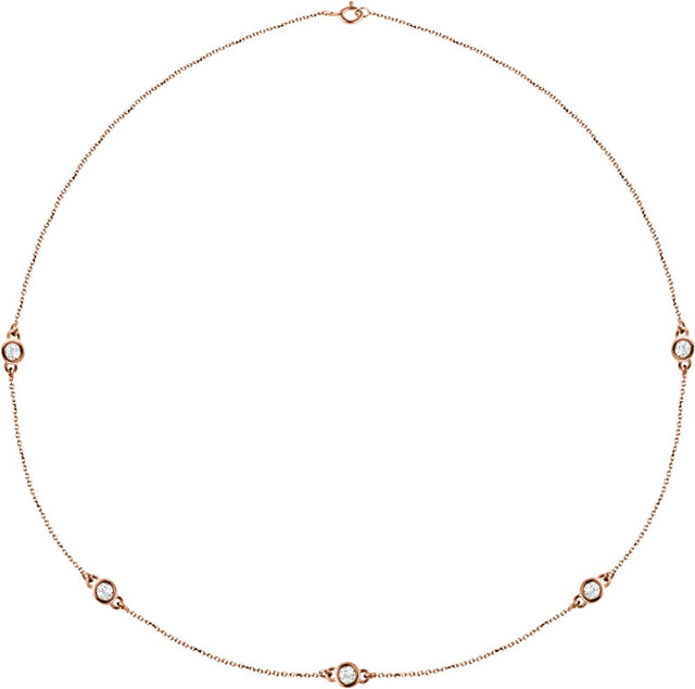 14K Rose Gold 1 CTW Natural Diamond 5-Station 18" Necklace