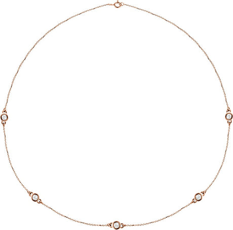 14K Rose Gold 1 CTW Lab-Grown Diamond 5-Station 18" Necklace