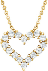 14K Yellow Gold 1/4 CTW Natural Diamond Heart 18" Necklace