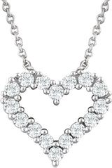 14K White Gold 1/4 CTW Natural Diamond Heart 18" Necklace