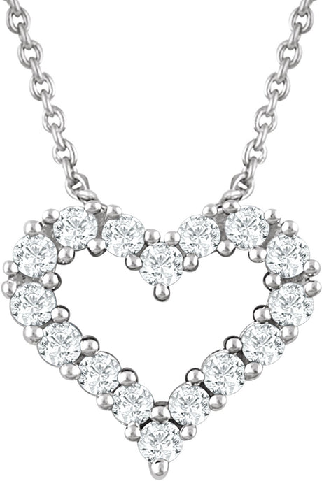 14K White Gold 1/4 CTW Natural Diamond Heart 18" Necklace