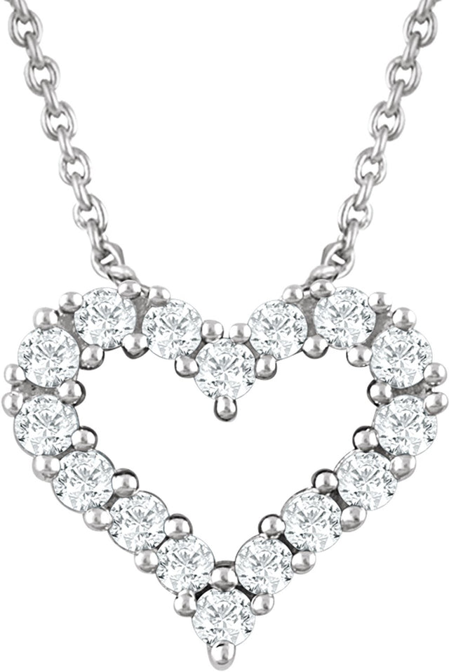 14K White Gold 1/4 CTW Natural Diamond Heart 18" Necklace