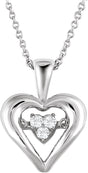 Sterling Silver Mystara® 1/10 CTW Natural Diamond Heart 18" Necklace