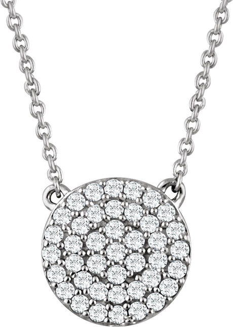 14K White 1/3 CTW Natural Diamond Cluster 16-18" Necklace