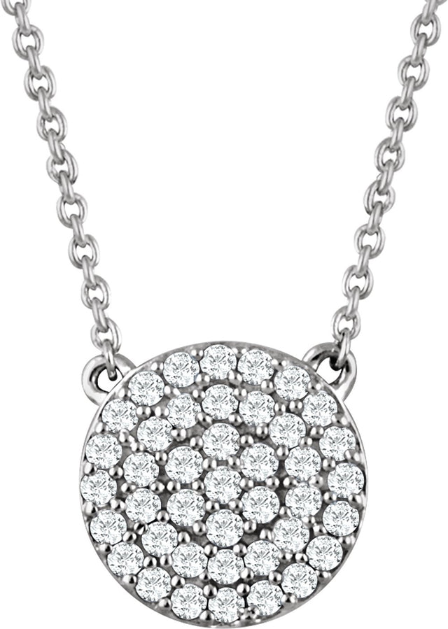 14K White 1/3 CTW Natural Diamond Cluster 16-18" Necklace