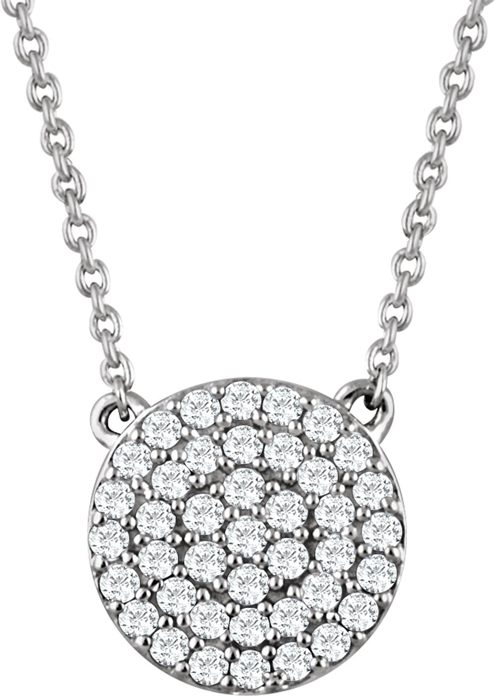 14K White 1/3 CTW Natural Diamond Cluster 16-18" Necklace