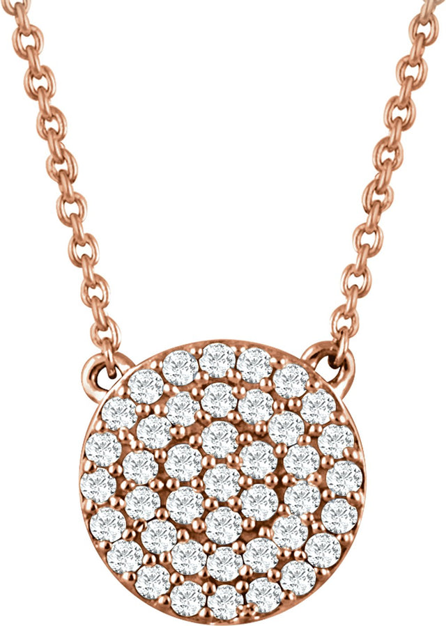 14K Rose 1/3 CTW Natural Diamond Cluster 16-18" Necklace