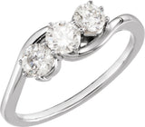 14K White 3/4 CTW Lab-Grown Diamond Three-Stone Ring