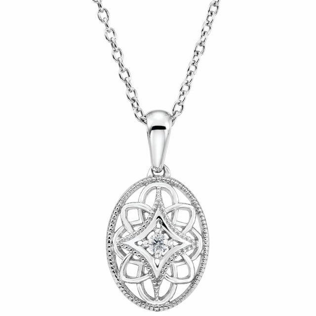 Sterling Silver .03 CT Natural Diamond 18" Necklace