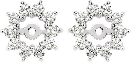 14K White 5/8 CTW Diamond Earring Jackets with 3.7mm ID