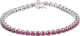 14K White Gold Lab-Grown Ruby Line 7" Bracelet