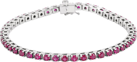 14K White Gold Lab-Grown Ruby Line 7" Bracelet