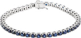 14K White Lab-Grown Blue Sapphire Line 7" Bracelet