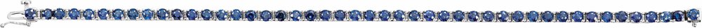 14K White Natural Blue Sapphire Line 7" Bracelet