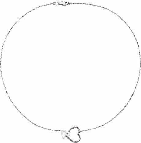 Sterling Silver .03 CTW Natural Diamond Interlocking Heart 18" Necklace