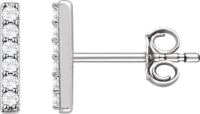 14K White Gold 1/10 CTW Natural Diamond Bar Earrings