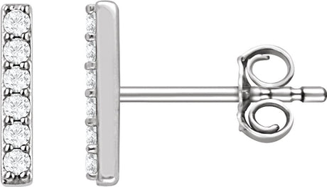 14K White Gold 1/10 CTW Lab-Grown Diamond Bar Earrings