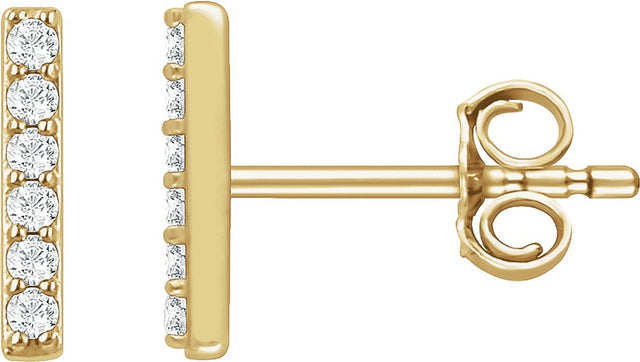 14K Yellow Gold 1/10 CTW Natural Diamond Bar Earrings
