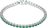 14K White Lab-Grown Emerald Line 7" Bracelet