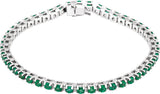14K White Gold Lab-Grown Emerald Line 7" Bracelet