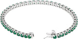 14K White Gold Lab-Grown Emerald Line 7" Bracelet