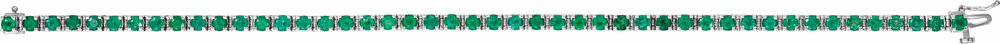 14K White Lab-Grown Emerald Line 7" Bracelet