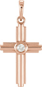 14K Rose Gold .06 CT Natural Diamond Cross Pendant