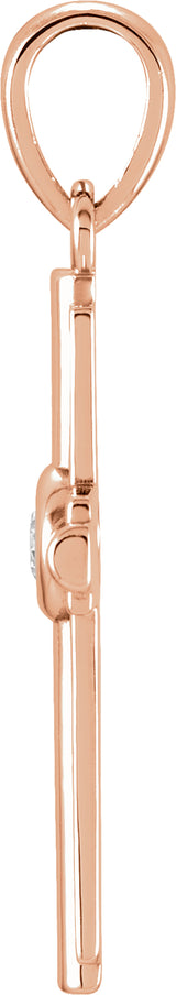 14K Rose .06 CT Natural Diamond Cross Pendant