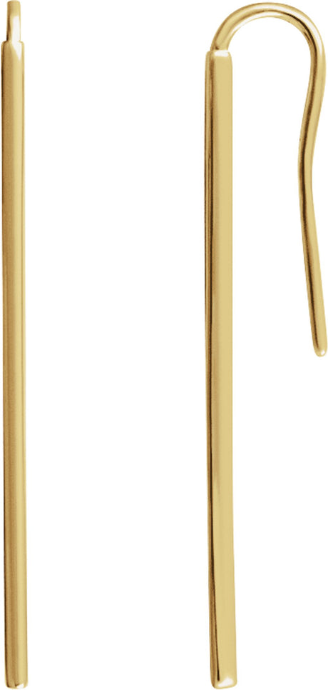 14K Yellow Vertical Bar Earrings