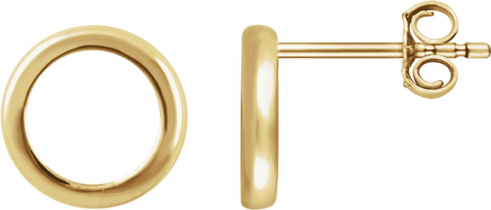 14K Yellow Circle Earrings 