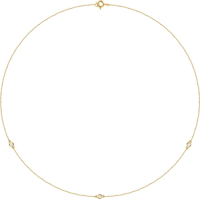 14K Yellow 1/5 CTW Lab-Grown Diamond 3-Station 18" Necklace