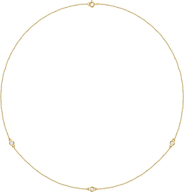 14K Yellow Gold 1/4 CTW Lab-Grown Diamond 3-Station 18" Necklace