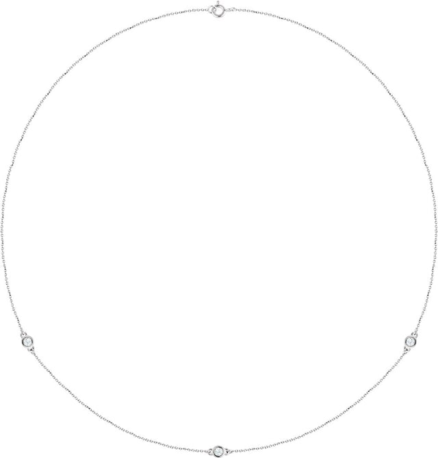 14K White 1/4 CTW Natural Diamond 3-Station 18" Necklace