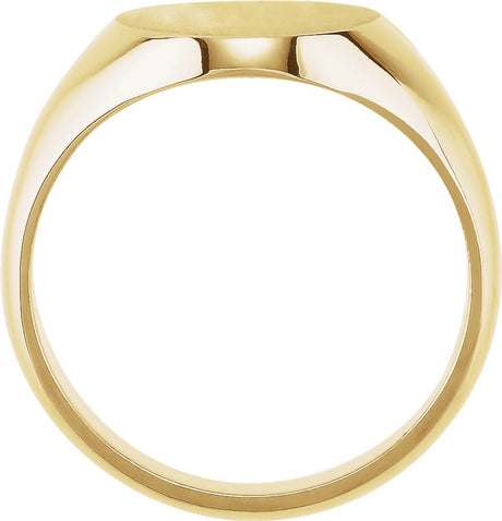 14K Yellow Gold 12x10 mm Oval Signet Ring
